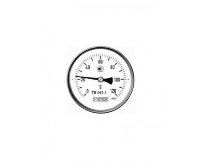 Термометр биметал. ТБ-100-1 на диапазон показаний 0...160 С. диаметр 100, погруж шток 40 мм, G 1/2
