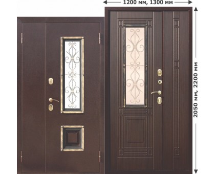 Дверь входная металлическая Венеция 7,5см Венге 1200 х 2050мм