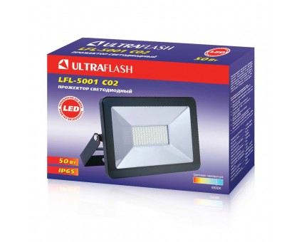 Прожектор Ultraflash LFL-5001 С02 черный, LED 50Вт, 6500К, 230В