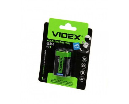 Батарейка VIDEX 6LR61/9V 1BP крона BLISTER CARD