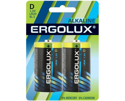 Батарейка ERGOLUX LR20 Alkaline BL-2