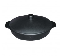 Сковорода чугунная черная 340/60-2-КАлД с крышкой (Бал)
