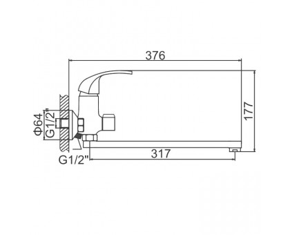 Смеситель для ванной LEDEME картридж д.35мм длинный излив L-30см дивертор керамика L2215