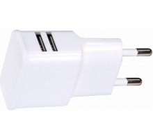 Зарядное устройство USB, 2 гнезда, белый