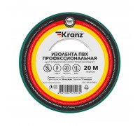 Изолента ПВХ KRANZ профессиональная 0,18х19мм 20м зеленая KR-09-2803