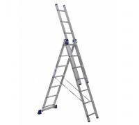 Лестница-стремянка трехсекционная Alumet H3 5307 алюминиевая 3x7 ступеней 1,97-3,94м