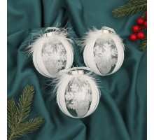 Набор елочных шаров "Зимнее волшебство" Галатея снежинка, d 8 см, 3 шт, серебристо-белый