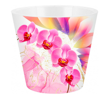 Горшок для цветов InGreen LONDON Orchid Deco 1,6л d-160мм с дренажной вставкой, розовая орхидея