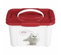 Контейнер для корма "LUCKY PET" с декором 5,5л кошки, бордовый