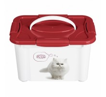 Контейнер для корма "LUCKY PET" с декором 5,5л кошки, бордовый